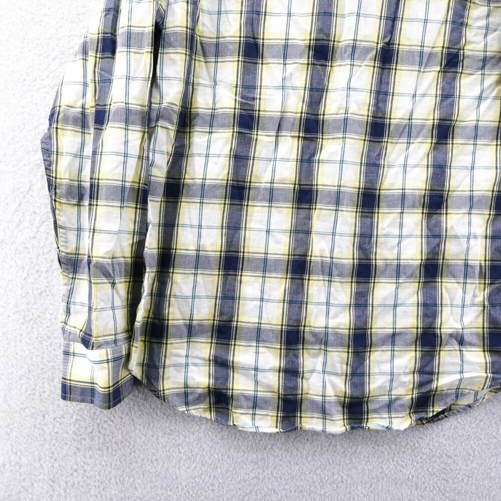 Banana Republic Button Up Shirt Mens Medium Slim Yellow Plaid Cotton Button Down